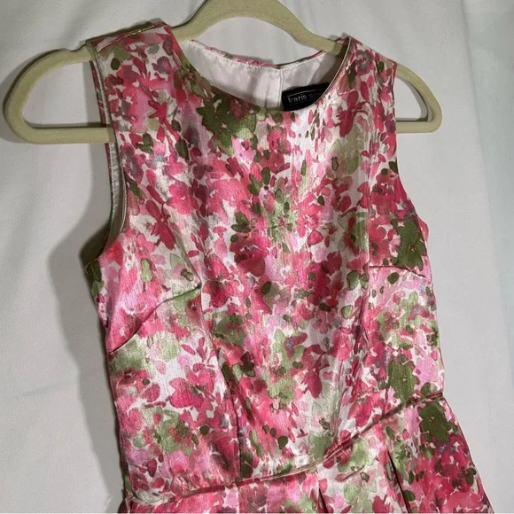 Karin Stevens Vintage Style Pink Floral Satiny Knee-Length Dress Womens 8 - Picture 3 of 8